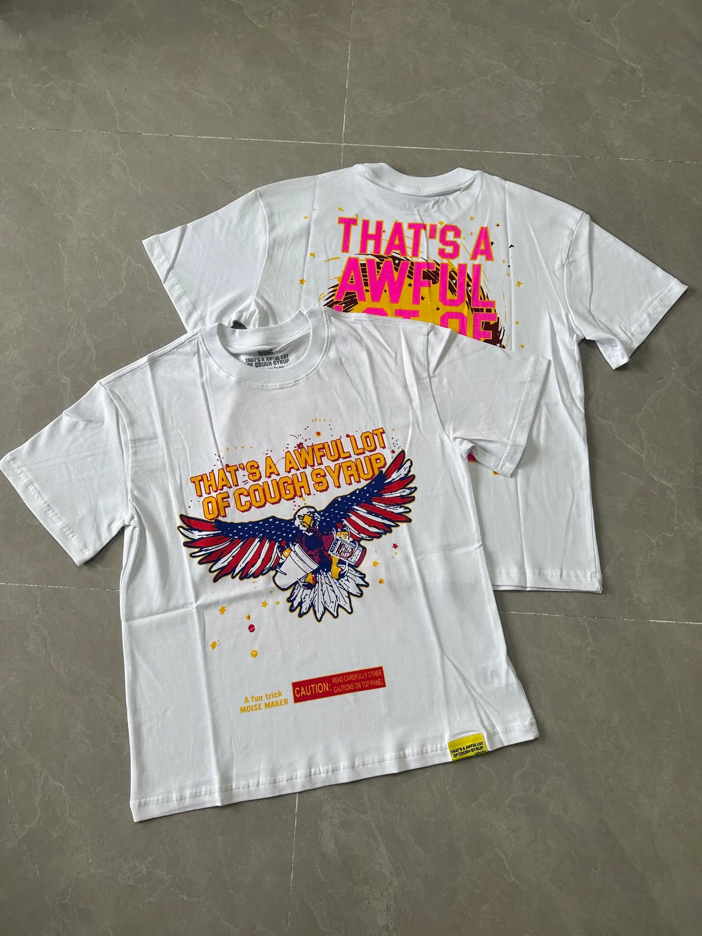 #White | THAT'S A AWFUL LOT OF COUGH SYRUP In Stock Real shot American simple trendy brand loose casual T-shirt Fabric (fabric): 32 counts Weight combed double yarn pure cotton Sizes (size): S-M L X L Color (colour): White
